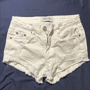 Eighty Eight Women's White Ripped Jean Shorts